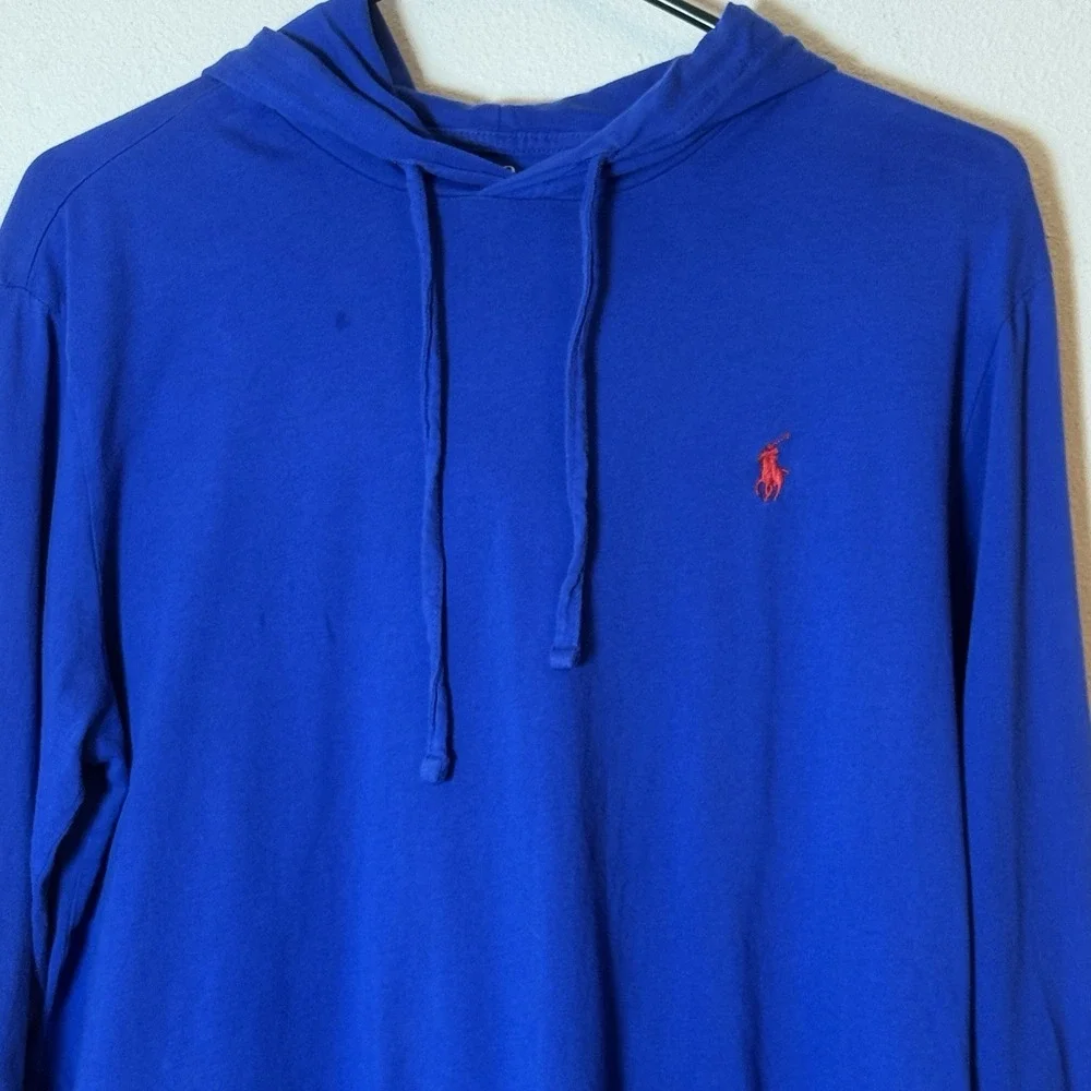 Polo Ralph Lauren Men's Blue Long Sleeve Lightweight Cotton Hoodie Size M